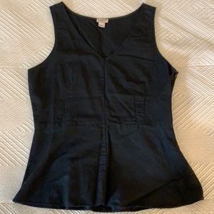 J Crew Linen Black Peplum Tank